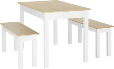 Image de HOMCOM Ensemble table à manger 3 pièces avec 2 bancs encastrables pour 4-6 personnes style contemporain - cuisine salle à manger salon - panneaux de particules