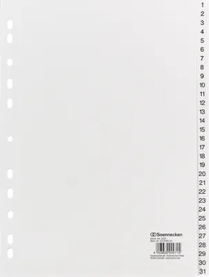 Produktbild von Soennecken Register 2125 DIN A4 1-31 volle Höhe PP weiß