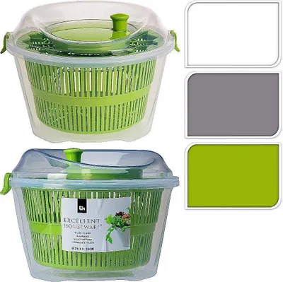 Produktbild von Salatschleuder 5l Salattrockner mit Kurbelantrieb weiß 25x16cm