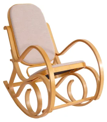 Produktbild von Schaukelstuhl M41, Schwingsessel Fernsehsessel, Massivholz - Eiche-Optik, Stoff/Textil beige
