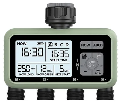Immagine prodotto di Timer di irrigazione programmabile HCT-379 – 4 uscite, display LCD, funzione Rain Delay