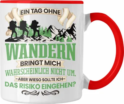 Produktbild von Trendation - Wandern Tasse Geschenk für Wanderer Berge Lustiger Spruch Geschenkidee (Rot)