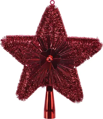 Produktbild von Christbaumspitze Stern 23cm Kunststoff - Weihnachtsrot
