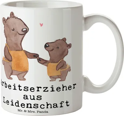Produktbild von Mr. & Mrs. Panda Trinkbecher Arbeitserzieher Leidenschaft - Weiß - Geschenk, Tasse, Kaffeetasse, Keramiktasse, Kaffeebecher, Studium, Teetasse, Beruf, Ausbildung, Pott