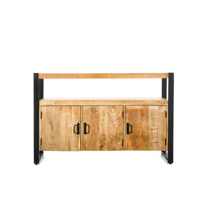Produktbild von Sideboard Britt aus Mangoholz mit 3 Türen 135cm - Hellbraun
