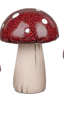 Produktbild von Deko-Pilz Fliegenpilz stehend 19cm Keramik rot mit weißen Punkten