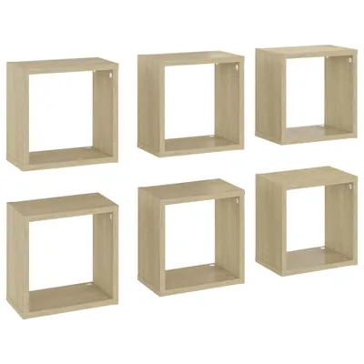 Image de Étagères cube murales 6 pcs Chêne sonoma 26x15x26 cm