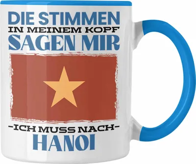 Produktbild von Trendation - Hanoi Tasse Urlaub Heimat Geschenk Spruch Vietnam Geschenkidee (Blau)