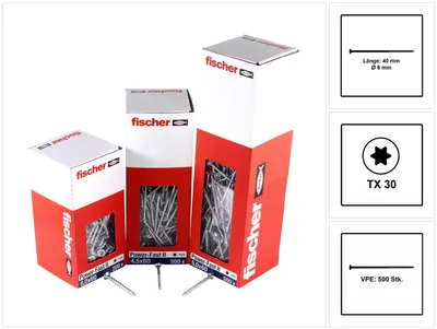 Produktbild von Fischer Spanplattenschraube 6,0x40 PowerFast FPF II CTP BC, Senkkopf, Innenstern TX. Teilgewinde