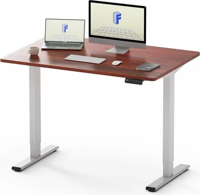 Produktbild von FLEXISPOT Elektrisch höhenverstellbarer Schreibtisch 120x80cm 100KG Tragkraft, Doppelmotor, 4 Memory Funktion, 25mm Einteilige Tischplatte(Mahagoni)