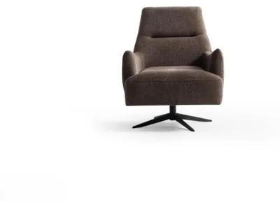 Immagine prodotto di Moderna poltrona in tessuto marrone con struttura in legno, design elegante