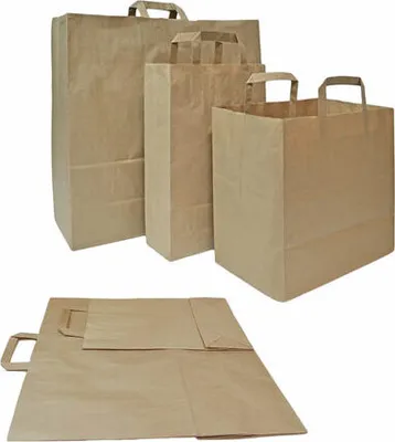 Produktbild von 250x Papiertragetaschen aus Kraftpapier 220+100x280mm braun 70 gr.
