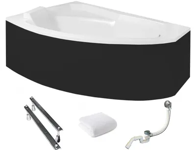 Produktbild von Aqua For You | Besco Asymmetrische Badewanne Rima Links - 170x110 Cm - mit Verkleidung - Antibakterielle Beschichtung - Eckbadewanne - Acryl
