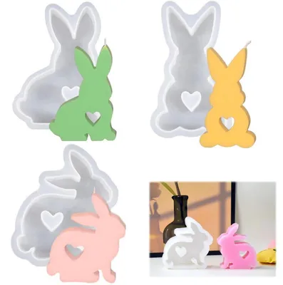 Produktbild von 3 Stück Kaninchen Silikonform für Kerzen Gießform Ostern DIY Set