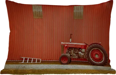 Produktbild von MuchoWow® Outdoor Kissen - Traktor - Scheune - Rot - Bauernhof - 50x30 cm - Wetterfest - Lounge Kissen - Sofa kissen - Wohnzimmer Dekoration