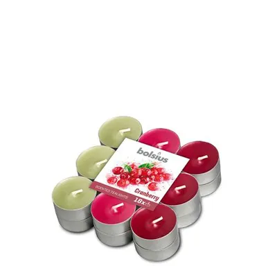 Produktbild von Bolsius Duft-Teel.Alu 3-farb.4h Cranberry 18 Stück