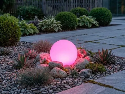 Produktbild von Garten Kugelleuchte mit Erdspieß & 3m Kabel - mit RGBW & Fernbedienung, Ø 38cm