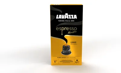 Zdjęcie produktu dla Lavazza Espresso Maestro Lungo, Kapsułka kawy, Lungo, Lekko palona, Nespresso, 5/13, Czarny, Złoto