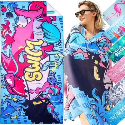 Productafbeelding van Stranddoek van microvezel, 180x90 cm, zandafstotend, zomer, voor gebruik in het water