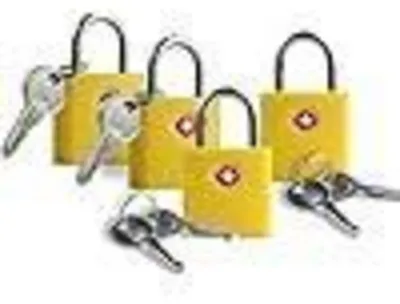 Immagine prodotto di Set di 4 lucchetti per bagagli, approvati TSA, colore giallo, con chiave