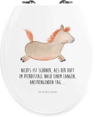 Produktbild von Mr. & Mrs. Panda Klo-Deckel Pferd Springen - Weiß - Geschenk, Reiten, WC Sitz, Pferdestall, Stall, WC-Sitz, Bauernhof, Pony, Toilettendeckel, Brille, Klodeckel, Pferde