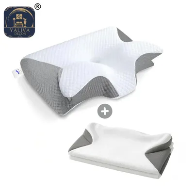 Produktbild von YaLiva_Decor® Nackenkissen mit Ersatz Bezug Set Ergonomisches Kopfkissen Orthopädisches Schlafkissen Memory Foam Seitenschläfer Bauchschläfer