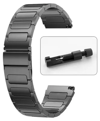 Immagine prodotto di Bracciale in metallo - Cinturino per smartwatch - Compatibile con GT 5 Pro 46 mm, GT5, GT4, GT3 e GT2 - Acciaio inossidabile - Chiusura a farfalla - Colore nero