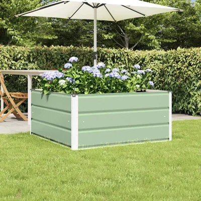 Produktbild von "Schlussverkauf" Pflanzkübel im Garten - 1 pc - Blumenbeet/Gartenbeet - Pastellgrün 100x100x45 cm Stahl C13564