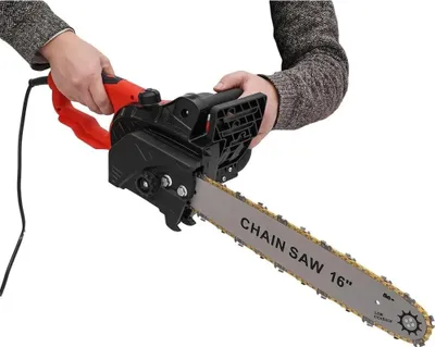 Image de Tronçonneuse électrique, 16" 2000 W, lubrification automatique de la chaîne, 800 tr/min, légère & portable, rouge