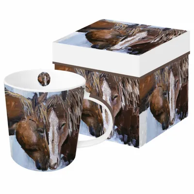Immagine prodotto di PPD Frontier Horses Trend Mug, in Geschenkbox, Henkelbecher, Kaffeebecher, Becher, Tasse, New Bone China, 400 ml, 160302259