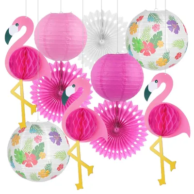 Flamingo-Party-Deko-Set, 10-teilig, Papier, rosa