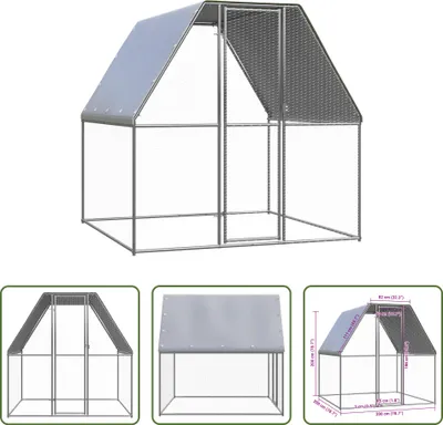Obrázek produktu pro The Living Store Klec pro kuřata Stříbrná a šedá 2x2x2 m Pozinkovaná ocel