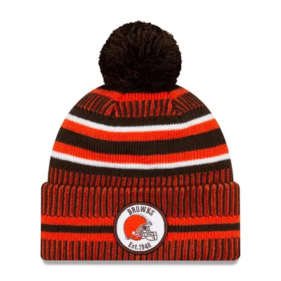 Image de NFL Cleveland Browns Sideline 2019 Bobble Wollmütze bonnet tricot à revers NewEra