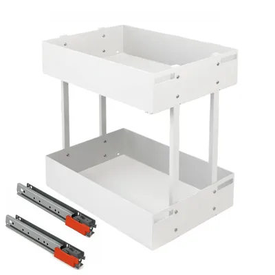 Produktbild von Unterschrankauszug 60 cm Küchenschrank Auszug 2 Etagen mit BLUM Scheinen Weiß