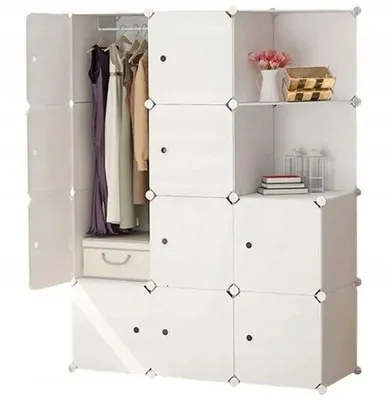 Image de Armoire Modulaire blanche 12 étagères Armoire de grande capacité pour vêtements