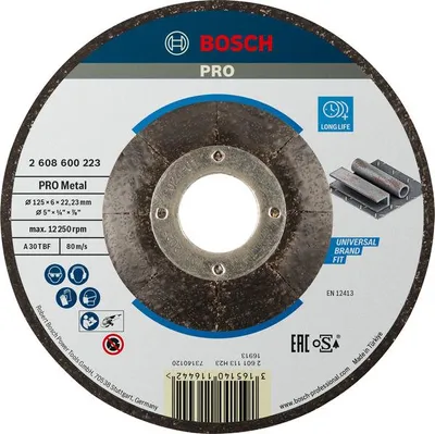 Image de Disque abrasif aggloméré PRO Métal, 125x6x22,23mm, OSA - BOSCH - 2 608 600 223