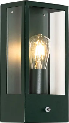 Produktbild von Qazqa Industrial außen Wandleuchte, Außenlampe mit Tageslichtsensor, Wandlampe für den Garten - Rotterdam - Grün, max. 60W, Geeignet für LED, 16cm, IP44, Rechteckig