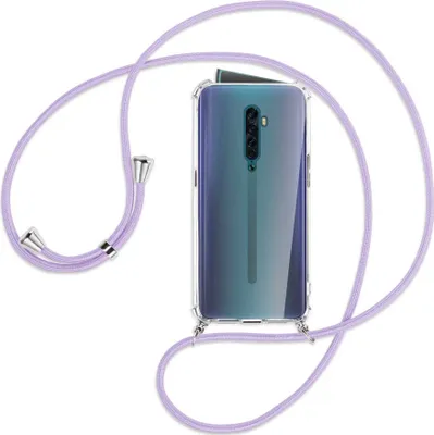 Produktbild von Handykette Backcover-Schutzhülle mit Band (Metall silberfarben) für Oppo Reno2 - violett