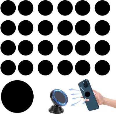 Productafbeelding van Magneet voor mobiele telefoon - 25 stuks Orbicolari 30 mm - Zelfklevende metalen plaat voor autotelefoonhouder - Zwart - Sterke hechting