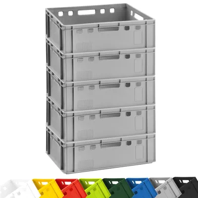 Produktbild von 5x Fleischkiste E2 Fleischerkiste Eurobox 60x40x20cm lebensmittelecht, robust, stapelbar | Lagerkisten, Stapelkisten, Metzgerkiste Germany