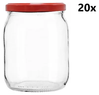 Produktbild von Einmachglas 540 ml PROFI II klar/transparent 20 Stück INKLUSIVE ROTEN DECKELn, Anzahl der Teile in der Packung: 20