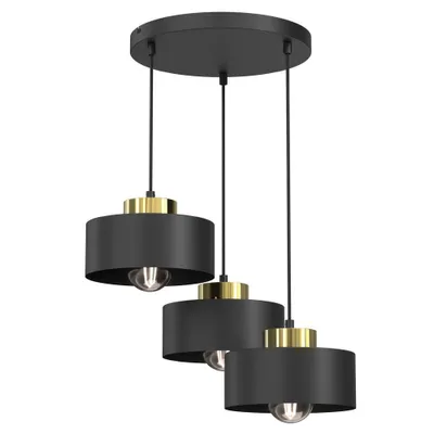 Zdjęcie produktu dla Lampa wisząca okrągła czarna ze złotymi elementami Marti 3xE27 15W Luminex