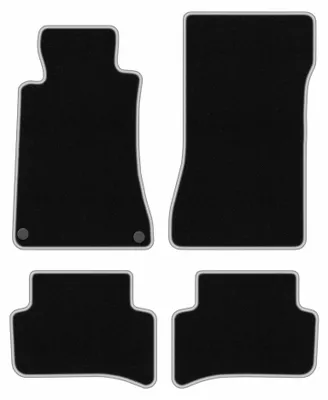 Obrázok produktu pre Velúrové autokoberce pre: Mercedes C W203 2000-2008 (sedan/kombi) – sada 4 ks, čierno-strieborné, na mieru – Wielganizator CARLUX