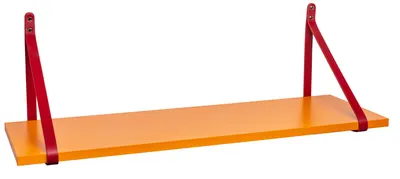 Produktbild von ABRATO® Wandregal Orange 80x25x1,8 cm Schweberegal mit Ledergurten Aufhängung Rot
