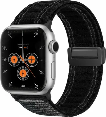 Produktbild von Smartwatch Armband für Apple Watch Series 2 38mm Nylon Textil Band Ersatzband Wechselband Magnetverschluss flexibel atmungsaktiv Schwarz