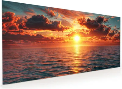 Produktbild von Küchenrückwand Spritzschutz Glas mit Motiv Sonnenuntergang Meer 40 x 40 cm