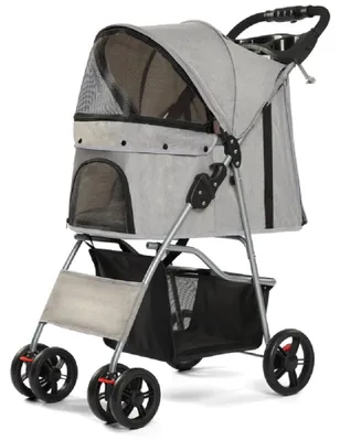 Produktbild von Hundewagen Hundebuggy Klappbar Buggy bis 15KG Faltbar mit Aufbewahrungskorb Getränkehalter für Hund Katze