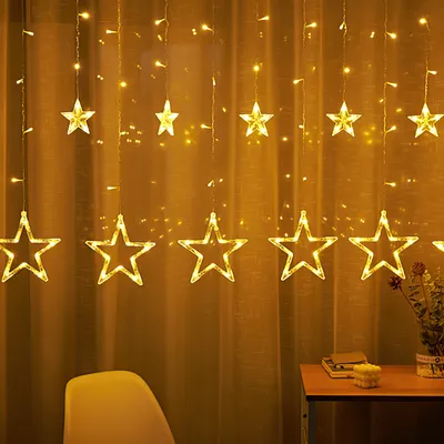 Zdjęcie produktu dla Clanmacy 2M 138 LED wróżki gwiazdy kurtyna świetlna kurtyna wewnętrzna 8 trybów oświetlenia Boże Narodzenie przyjęcie ogród dekoracja okna ciepła biel