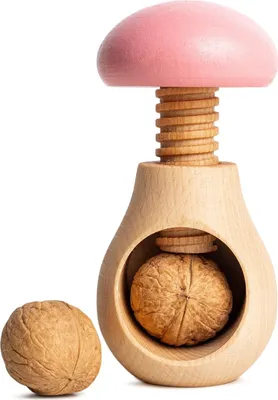 Produktbild von Creative Home Nussknacker Holz Pilzförmig | 10 x 6 cm | Rosa | mit Schraubmechanismus | Nussknack Pilz