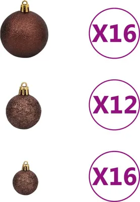 Produktbild von vidaXL 100-tlg. Weihnachtskugel-Set 3/4/6 cm Braun/Bronze/Golden